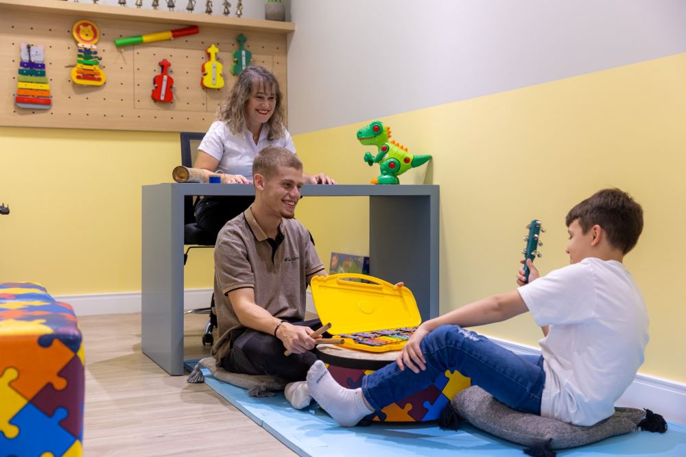 Sessão de musicoterapia na unidade Blumenau